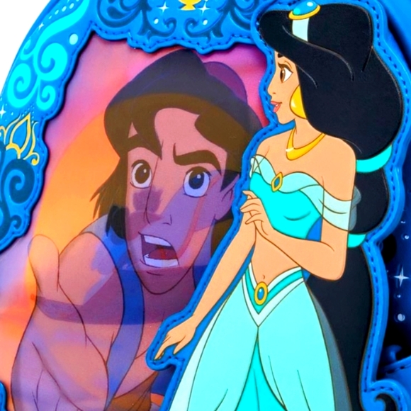 Loungefly Disney Aladdin Jasmine Lenticular Portrait Mini Backpack,wallet& Charm - Picture 12 of 17